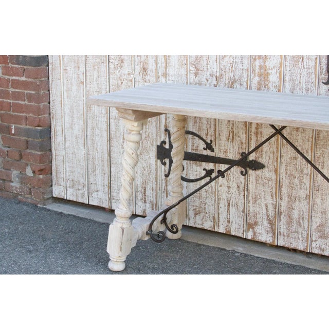 1950s Indo-Portuguese Bleached Teak Writing Table For Sale - Image 5 of 10