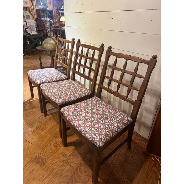 Set of 6 Vintage Fretwork Dining Chairs. (5 Side Chairs and 1 Arm Chair) For Sale - Image 4 of 12