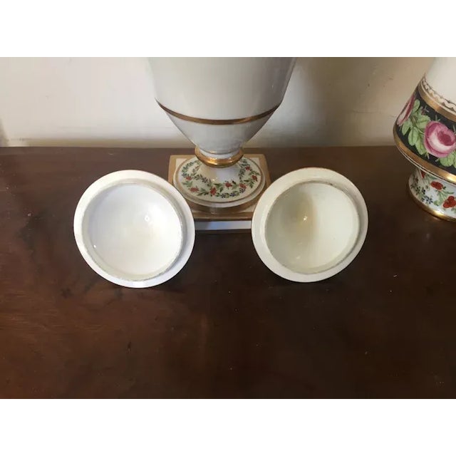 Ceramic Antique 18th Century French Louis XVI Porcelain Urns with Covers - A Pair For Sale - Image 7 of 13