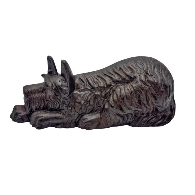 Black Cast Iron Sleeping Scotty Dog Doorstop, Attributed to Hubley For Sale - Image 8 of 8