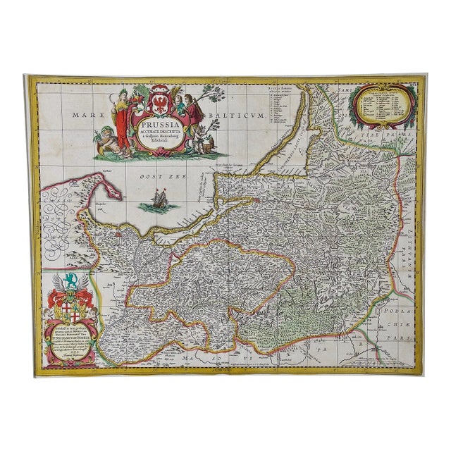 Prussia, Poland, N. Germany, Etc: A Hand-colored 17th Century Map by Janssonius For Sale
