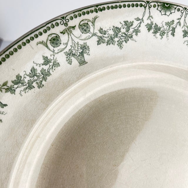 Round Green Champagne Dish from Badonviller, Early 20th Century, 1890s For Sale - Image 9 of 12