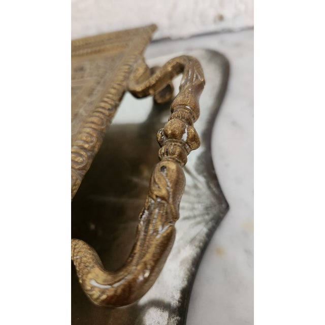 Vintage Ornate Brass Pegasus Inkwell Tray With Glass Ink Insert For Sale - Image 14 of 18
