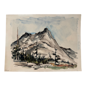 Henry Emil Salloch Original Watercolor on Paper Vogelsang Mt., California. 1951.