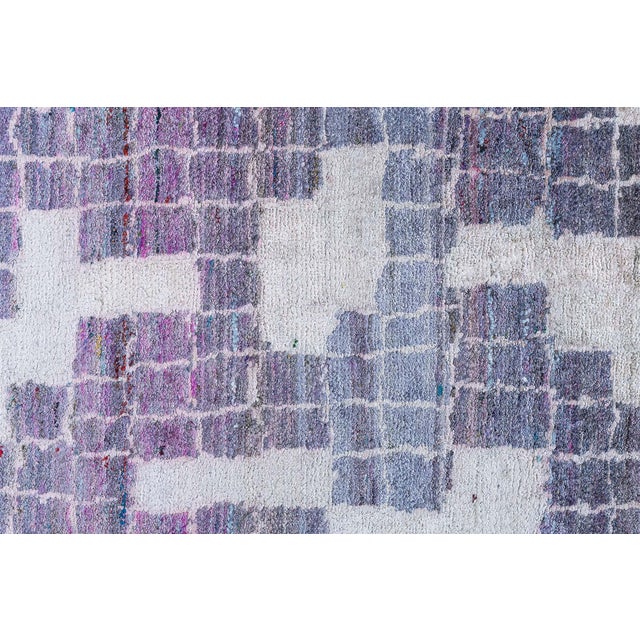 Modern Mosaic Pool Tile Wool Rug in Lavender and Gray by Doris Leslie Blau For Sale In New York - Image 6 of 10