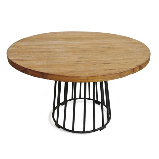 2020s Modern Round Teak & Iron Dining Table For Sale - Image 5 of 7
