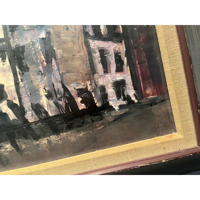 1960s Vintage Abstracted Cityscape Painting For Sale - Image 5 of 6