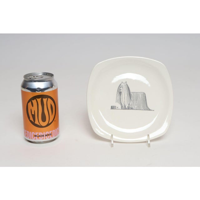 Vintage Porcelain Square "Lhasa Apso" Plate by Al Hirschfeld for Paden City Pottery For Sale In New York - Image 6 of 6