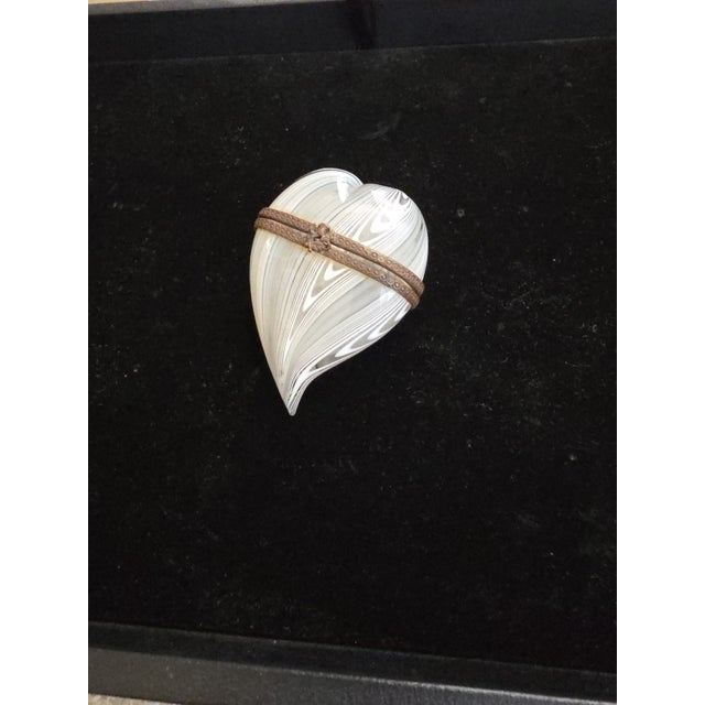 Beautiful little white and clear glass heart box
