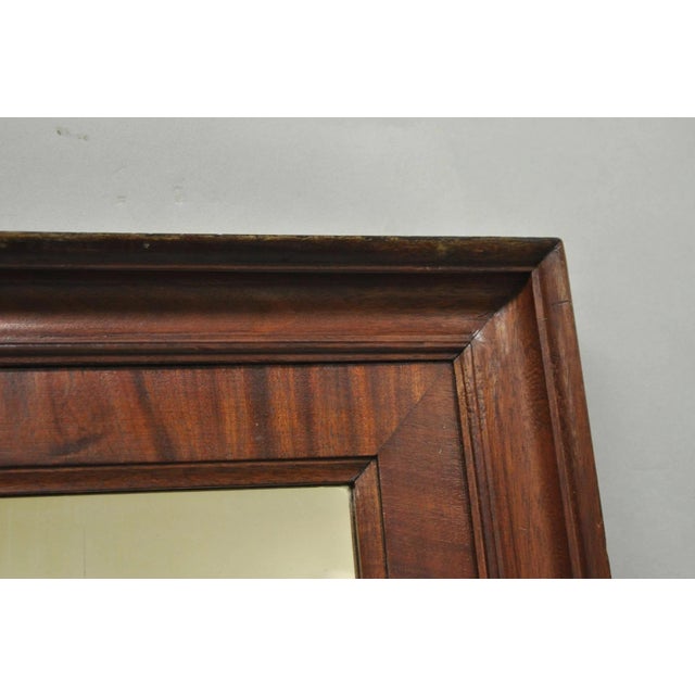 Antique American Empire Crotch Mahogany Wood Frame Rectangular Wall Mirror For Sale In Philadelphia - Image 6 of 14