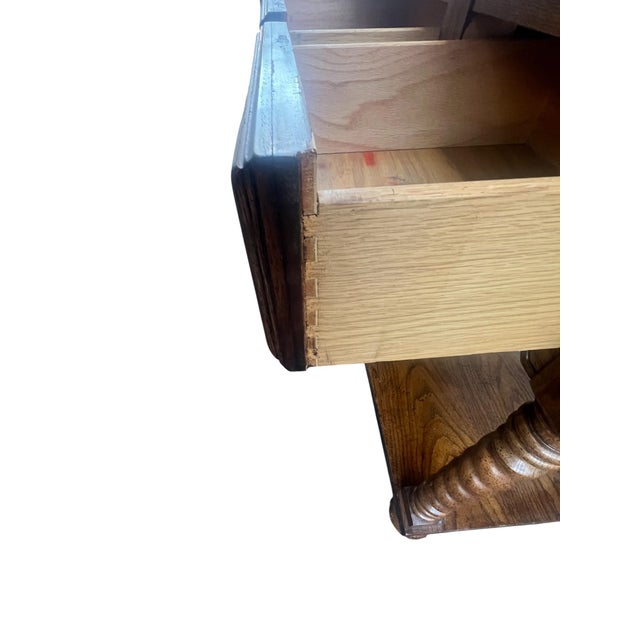 Late 20th Century Oak Barley Twist 3 Drawer Console / Sofa Table For Sale - Image 17 of 18