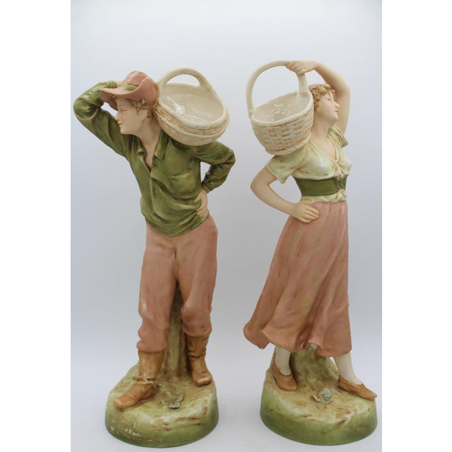 Early 20th Century 1912-1918 Pair of Royal Dux Bohemia Porcelain Figures For Sale - Image 5 of 12