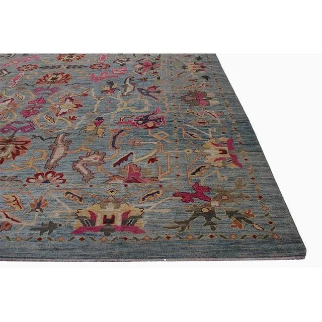 Blue Handwoven Persian Sultanabad Area Rug 12’4″ X 16’3″ For Sale - Image 8 of 13