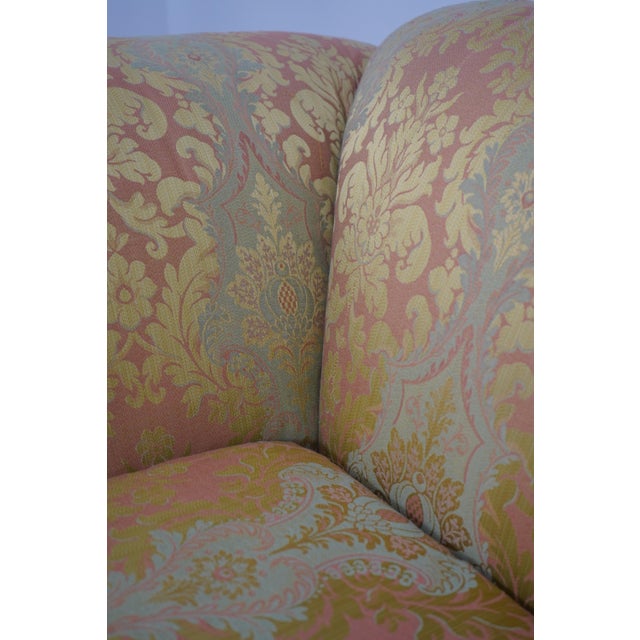 Baker Damask Upholstered Sofa W. Bullion Fringe For Sale - Image 11 of 18