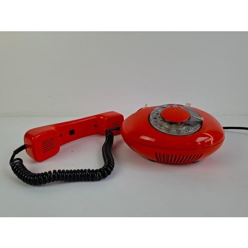 Mid-Century Orange Rotary Desk Telephone from Tesla, Czechoslovakia, 1970s For Sale - Image 4 of 18