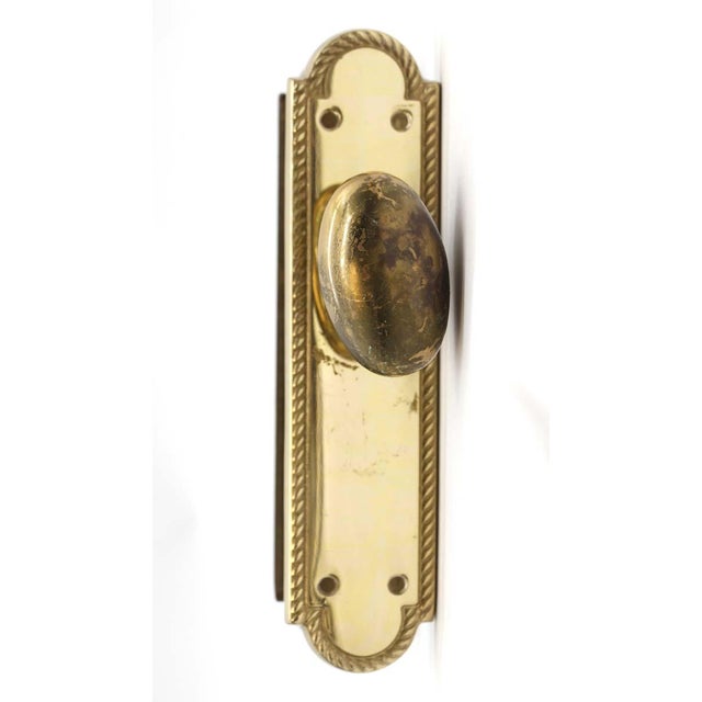 Late 20th Century Late 20th Century Traditional Braided Edge Polished Brass Oval Door Knob Passage Set For Sale - Image 5 of 6