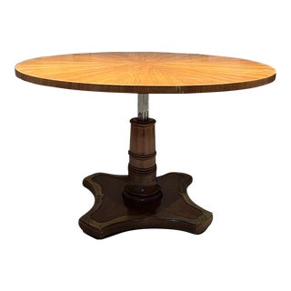 1950s Walnut Pedestal Dining Table Lever Adjustable Henredon For Sale