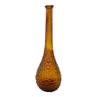 1960s Mid-Century Modern Empoli Amber Hobnail Glass Bud Vase / Decanter – 13.5" For Sale