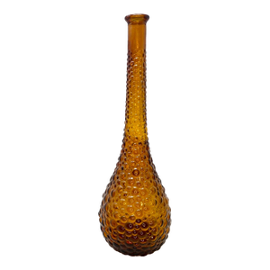 1960s Mid-Century Modern Empoli Amber Hobnail Glass Bud Vase / Decanter – 13.5"