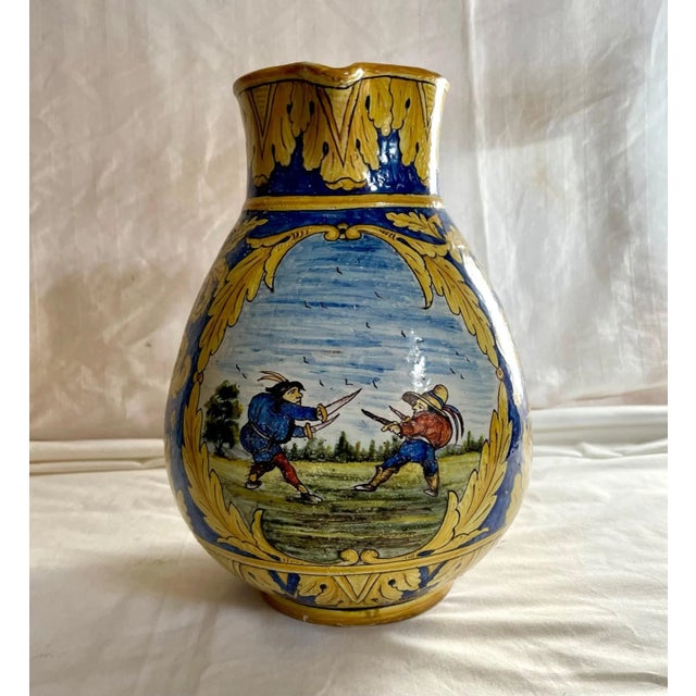 French Large French Vintage Nevers Faience Pitcher. For Sale - Image 3 of 13