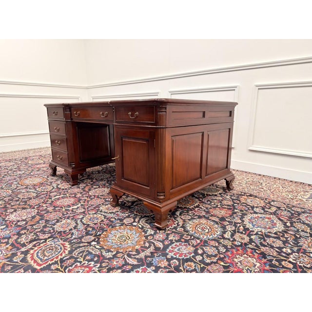 English Chesterfield Partnerdesk Desk For Sale - Image 6 of 18