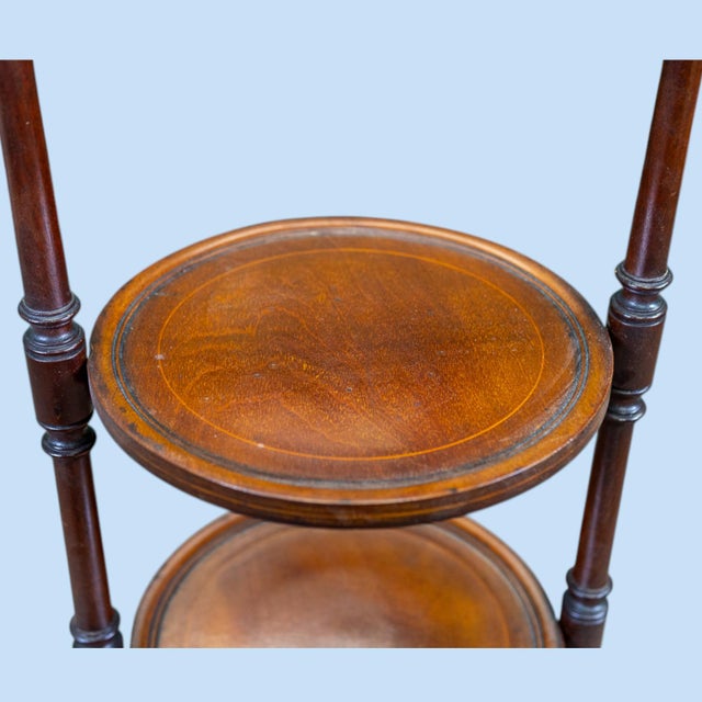 Brown Late 19th Century Victorian English 3-Tier Cake Stand in Mahogany With Satinwood Stringing For Sale - Image 8 of 13