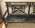 Stylish Asian Style Black Faux Bamboo Bench, subtle red accents, showroom floor sample