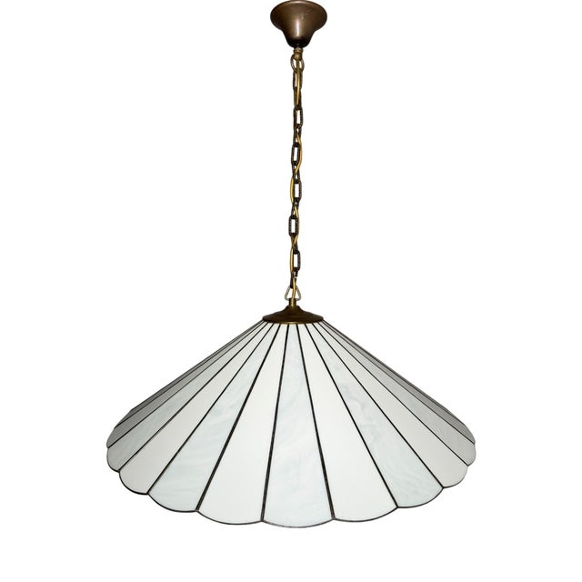 Vintage Segmented Glass Pendant Lamp, 1970s For Sale