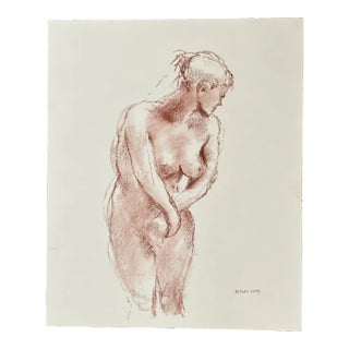 Contemporary Original Female Nude Life Study Pastel Drawing For Sale