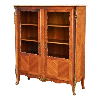 Elegant French Satinwood Bookcase/Display Cabinet For Sale