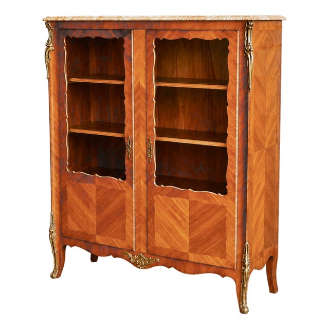 Elegant French Satinwood Bookcase/Display Cabinet For Sale
