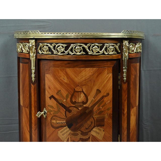Wood Small Mid-19th Century Louis XVI Marquetry Parlor Cabinet For Sale - Image 7 of 18