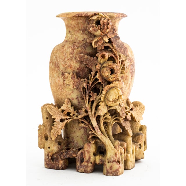 Chinese Carved Soapstone Vase Chairish