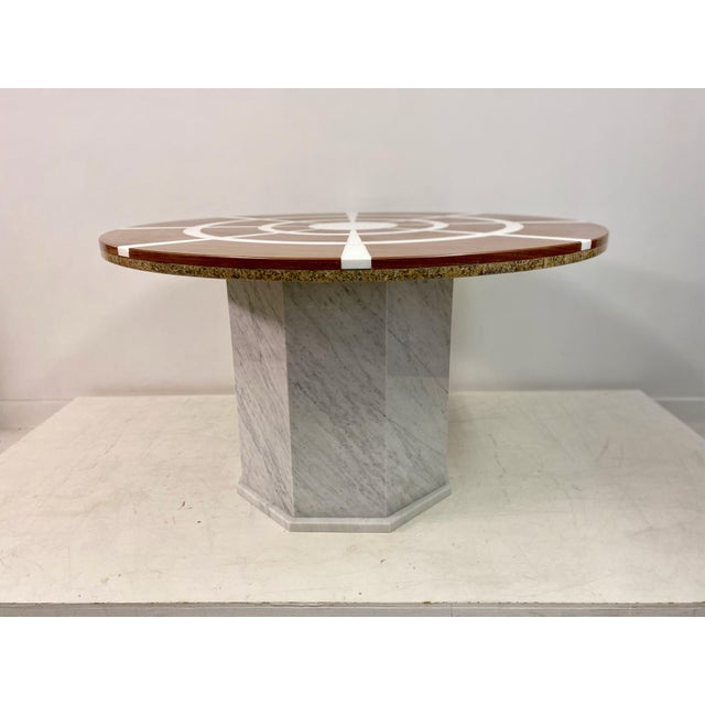 1980s Vintage Red and White Marble Dining Table, 1970s For Sale - Image 5 of 16