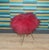 Red Long-Hair Flokati Fur Stool with Brass Hairpin Legs, 1950s For Sale - Image 4 of 10
