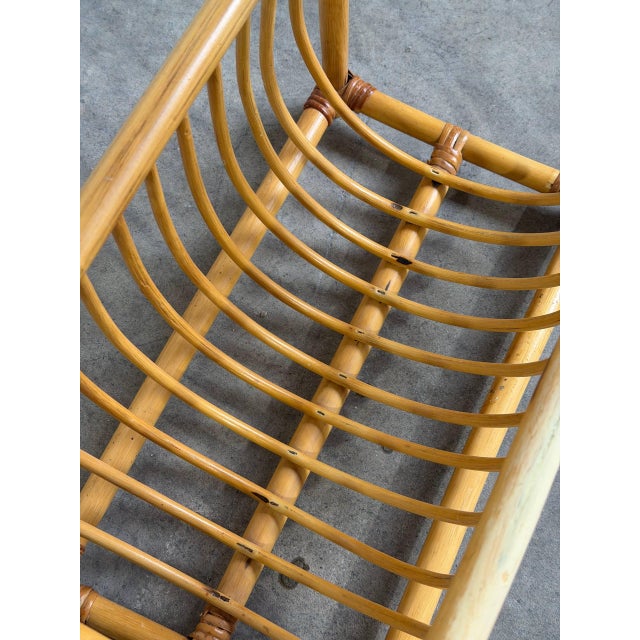 Vintage Rattan Magazine Rack Newspaper Holder Boho Wicker Mid Century Stand For Sale In Los Angeles - Image 6 of 10