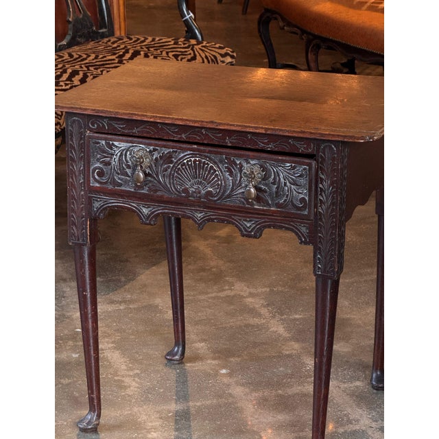 18th Century Example: 18th Century Carved English Side Table With Shell and Acanthus Drawer For Sale - Image 5 of 10
