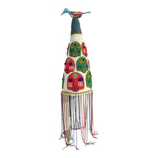 Vintage African Yoruba Beaded King Crown 23.5" H Nigeria For Sale