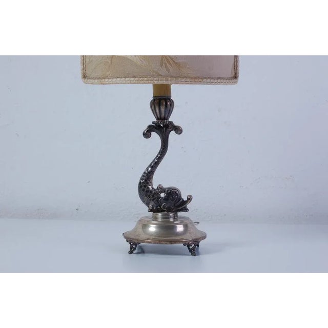 Antique Dolphin Table Lamp with Silver Base, 1890s For Sale - Image 3 of 10