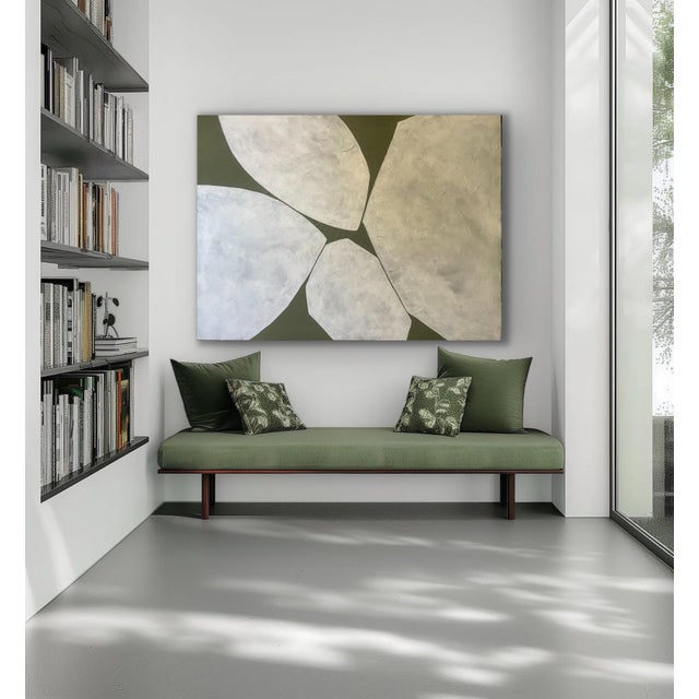 Contemporary 2026 "Pietre" Abstract Minimalist Painting on Canvas Unframed by Artist r.k. Red For Sale - Image 3 of 5