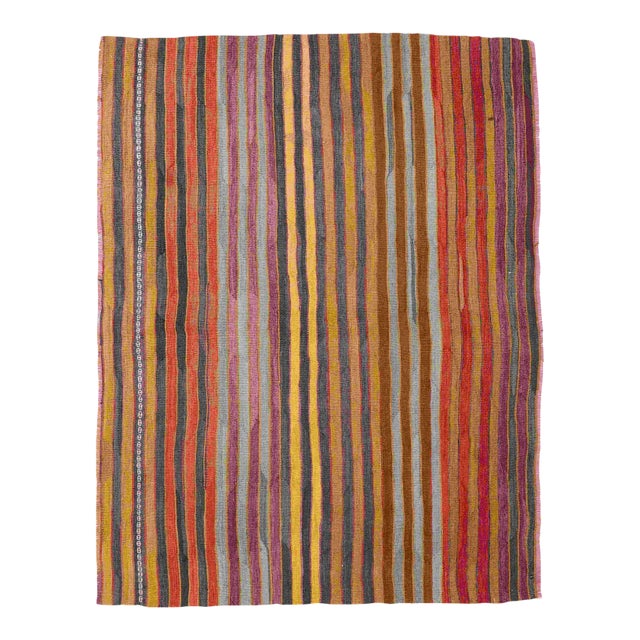 Vintage Small Striped Kilim Rug - 3`10" X 5`2" For Sale