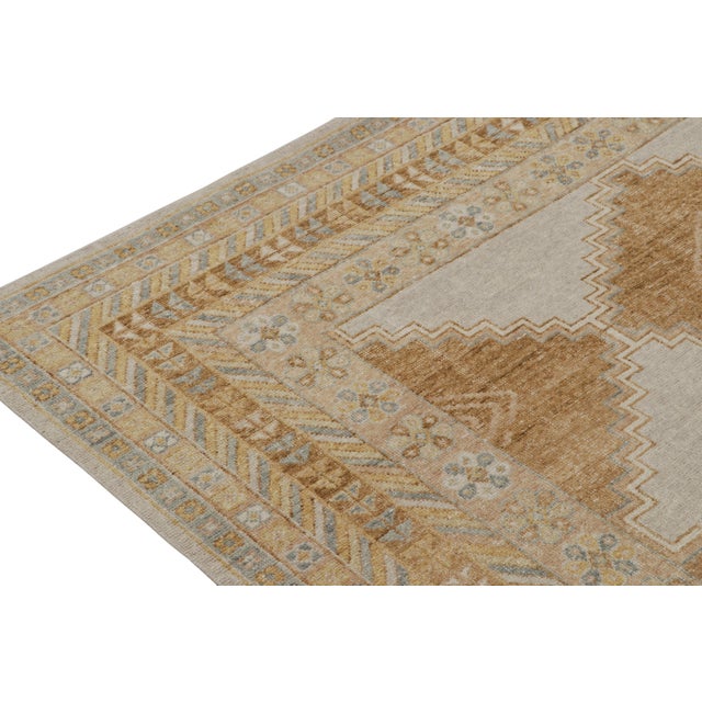 Rug & Kilim’s Distressed Tribal Style Rug in Gold, Gray and Blue Patterns For Sale In New York - Image 6 of 7