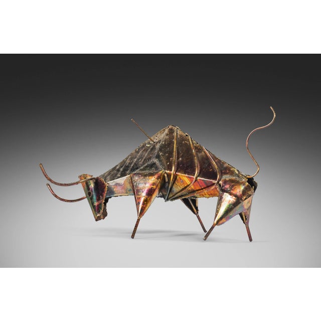 Mid Century Modern / Brutalist Torch Cut Metal Bull Sculpture, USA, circa 1960's For Sale - Image 9 of 9