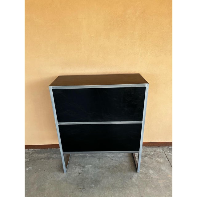 Vintage Baxter Bookcases in Black Leather and Steel, 1990s For Sale - Image 11 of 16