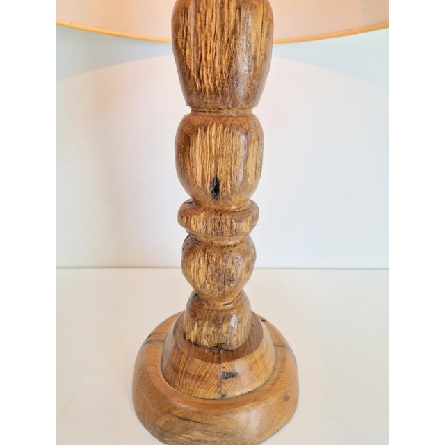 1950s Mid-Century Modern Brutalist Wooden Table Lamp, France, 1950s For Sale - Image 5 of 7