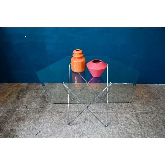 Vintage Table with Eiffel Legs and Hexagonal Top in Beveled Glass, 1980s For Sale - Image 13 of 17