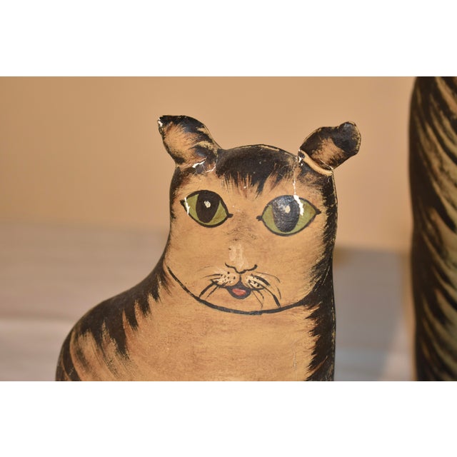 Set of Three Hand Painted Canvas Carnival Cats, 20th Century For Sale - Image 10 of 10