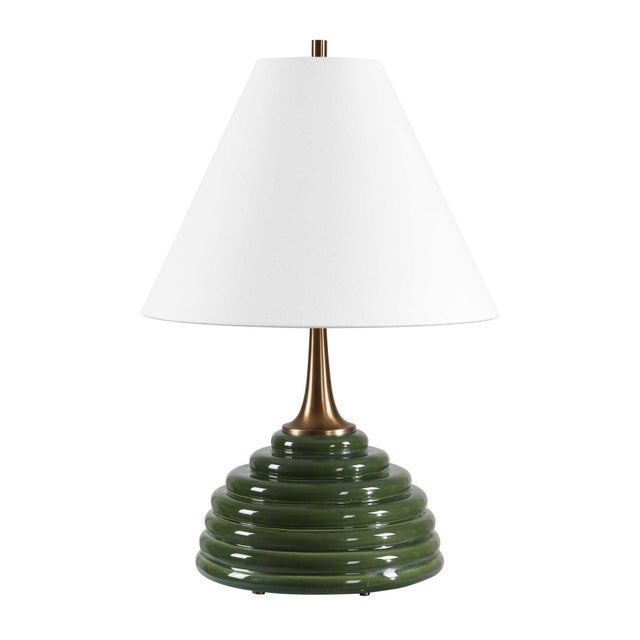 Kenneth Ludwig Chicago McKay Dark Green Table Lamp For Sale - Image 4 of 6