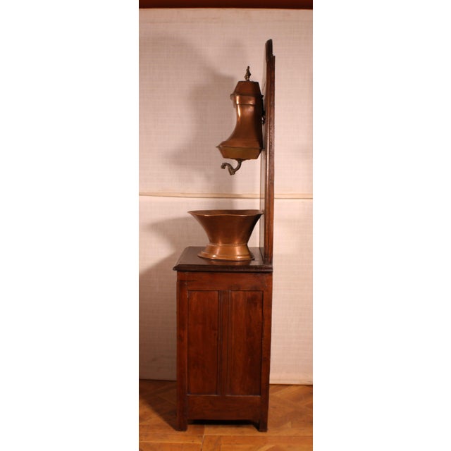 Wood Antique French Oak & Copper Washstand, 1800s For Sale - Image 7 of 11