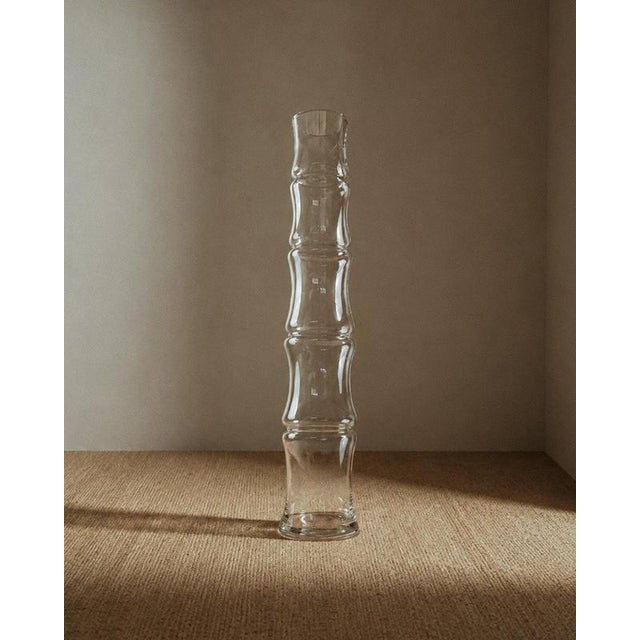 Vintage Italian Bamboo-Shaped Glass Vase, 1980s For Sale - Image 6 of 11